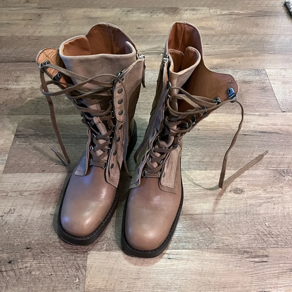 Free People We The Free Jesse Lace Up Boots, Size 8 - Picture 5 of 10